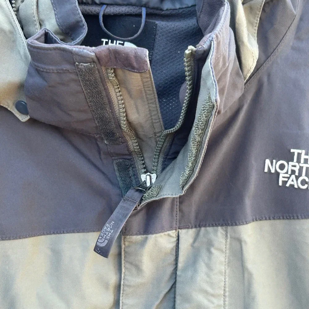 Vintage The North Face HyVent Jacket Mens M Hooded Olive Black Fleece Lined
